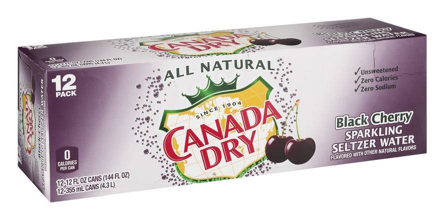 Canada Dry Unsweetened Black Cherry Sparkling Seltzer Water (12 pack, 12 fl oz)