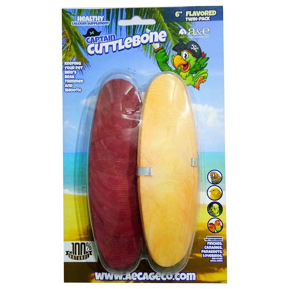 A&E Cage Company Flavored 6\" Cuttlebone 2 Pack (Size: 2 Count)