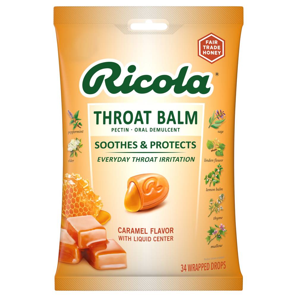 Ricola Oral Demulcent With Liquid Center, Caramel