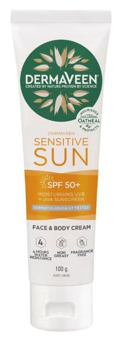 DermaVeen Sensitive Sun SPF50+ Moisturising Face & Body Sunscreen 100g