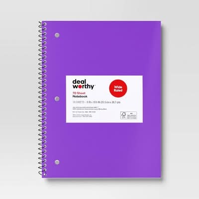 Dealworthy Subject Spiral Notebook Wide Ruled Notebook, 8 x 10.5 in, Purple