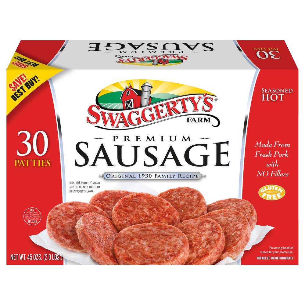 Swaggerty's Premium Hot Sausage Patties (45 oz, 30 ct)