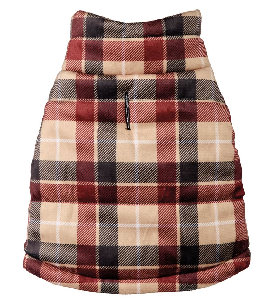 Heart to Tail Luxury Pet Puffer Coat - Black Check, S