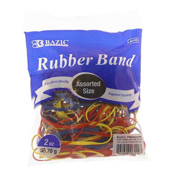 Bazic Assorted Size & Colors Rubber Bands (2 oz)