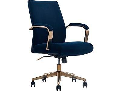 Thomasville Furniture Joelle Ergonomic Fabric/Metal Desk Chair, Blue/Gold (60068)