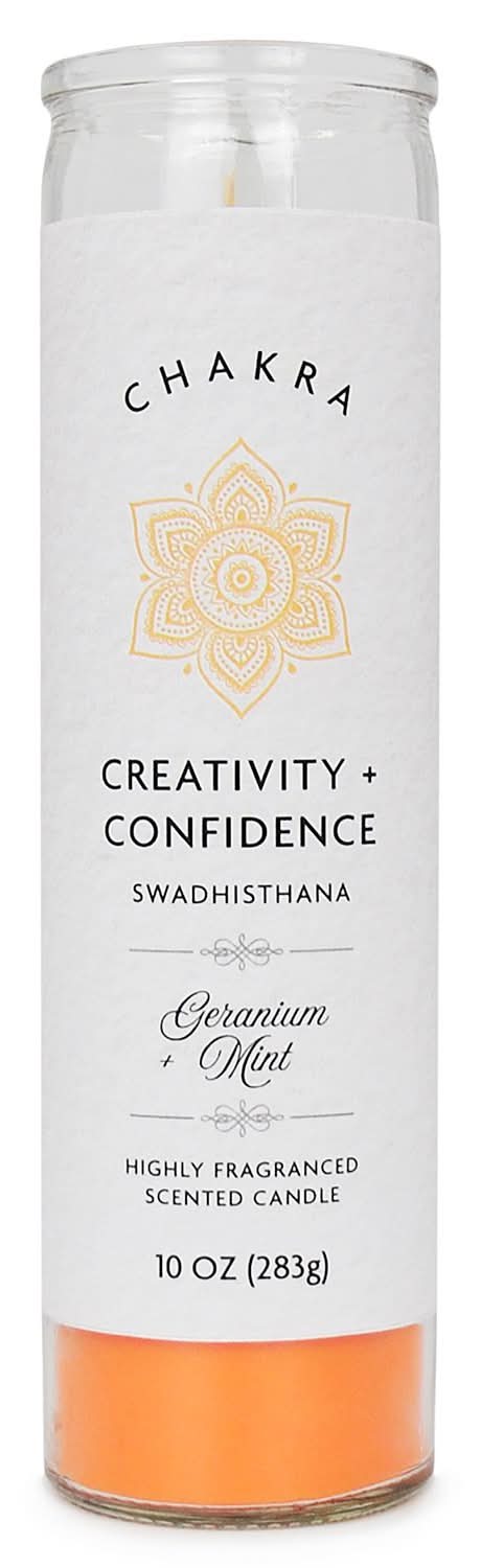 Star Candle Co. Chakra Creativity & Confidence Pillar Candle, Geranium-Mint, 8 in