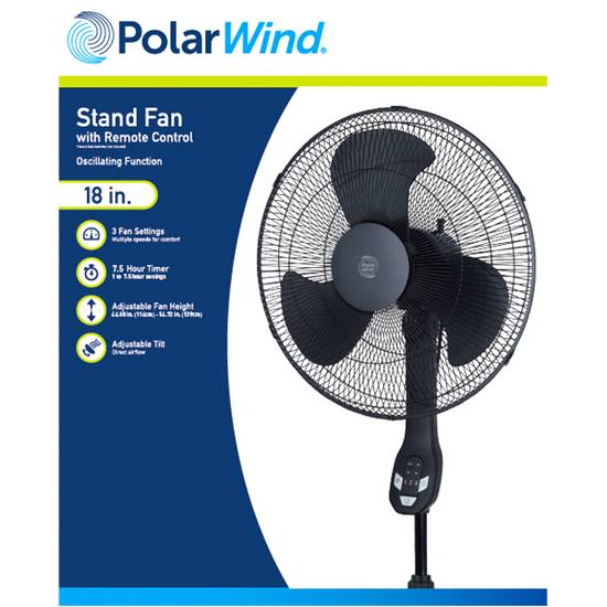 Polarwind Stand Fan With Remote Control (18 In/Black)