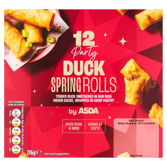 Asda 12 Party Duck Spring Rolls 216g