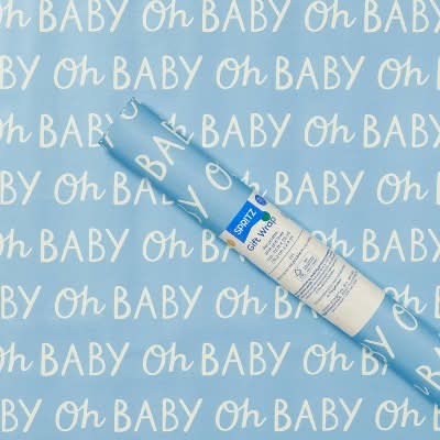 Spritz Oh Baby Gift Wrapping Paper, 76.2cm x 2.4m, Blue