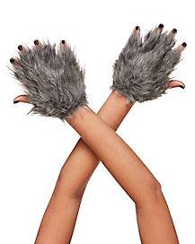 Faux Fur Wolf Gloves (One Size Fits Most)