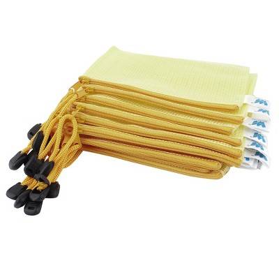 Unique Bargains PVC Zipper Closure Horizontal A6 Paper File Holder Bags Yellow 12 Pcs