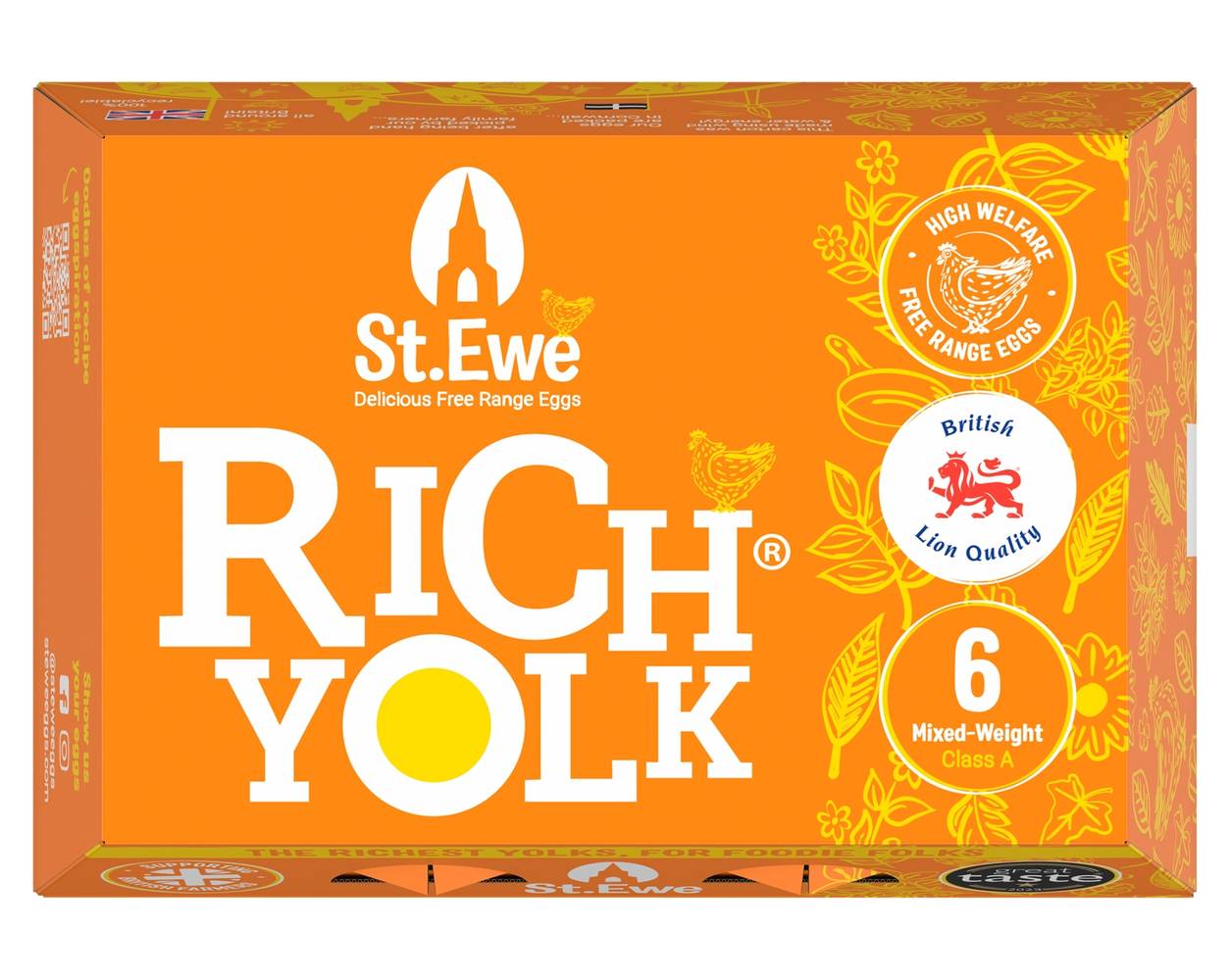 St Ewe 6 Rich Yolk Mixed Weight Eggs