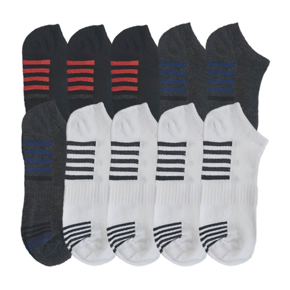 Men'S Low Cut Socks Black And White Assorted 10 Pk