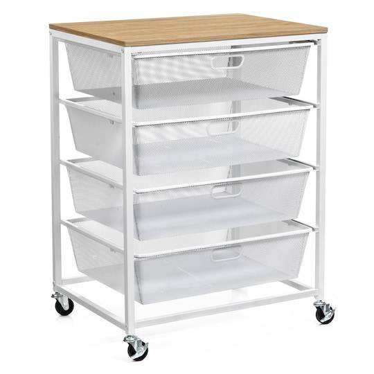 Metro White 4 Drawer Rolling Cart By Simply Tidy