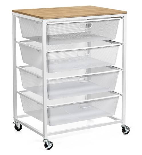 Metro White 4 Drawer Rolling Cart By Simply Tidy