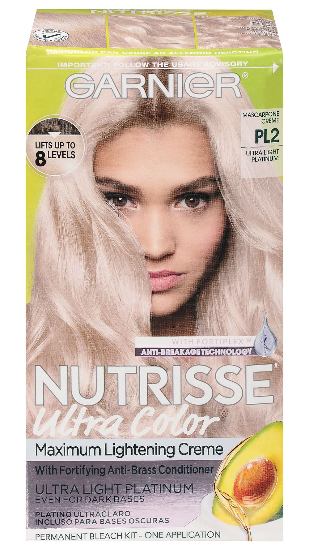 Garnier Nutrisse Ultra Color Maximum Lightening Creme, Mascarpone Creme Pl2 (9.6 oz)