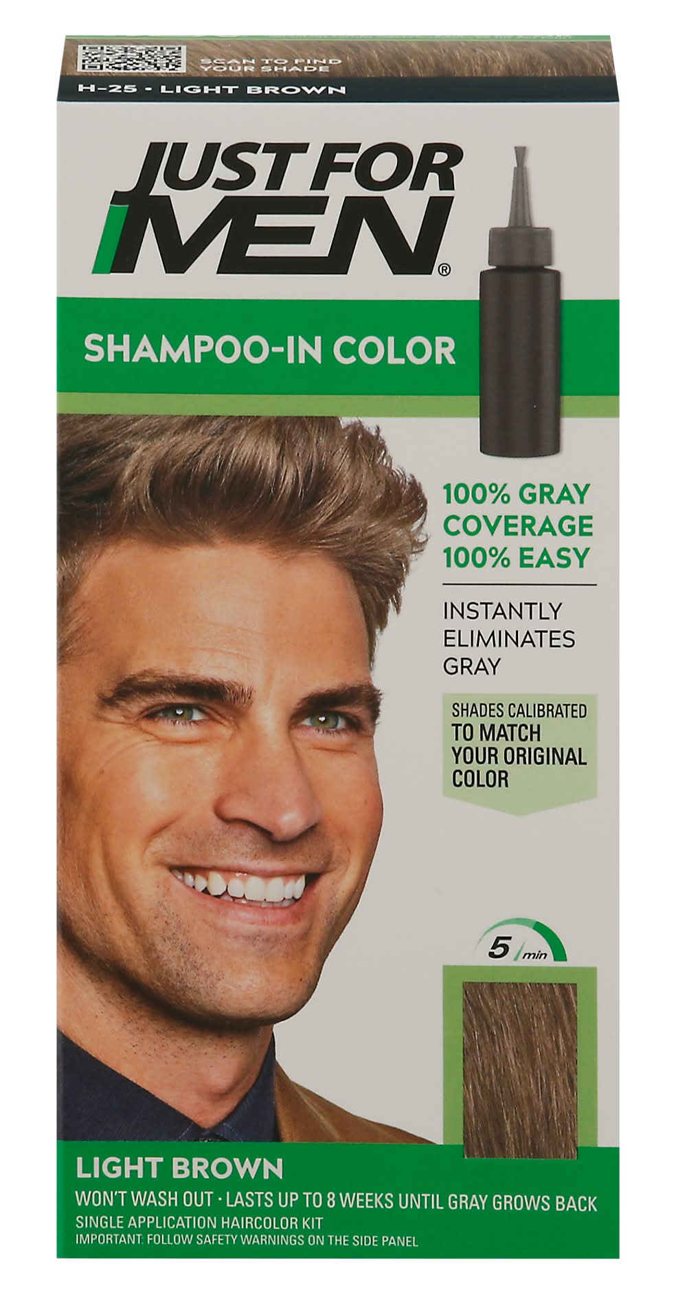 Just For Men Shampoo-In Color, H-25 Light Brown (4.8 oz)
