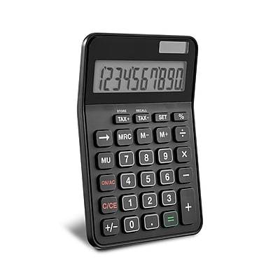 Staples 10 Digit Battery Solar Powered Basic Calculator (black)