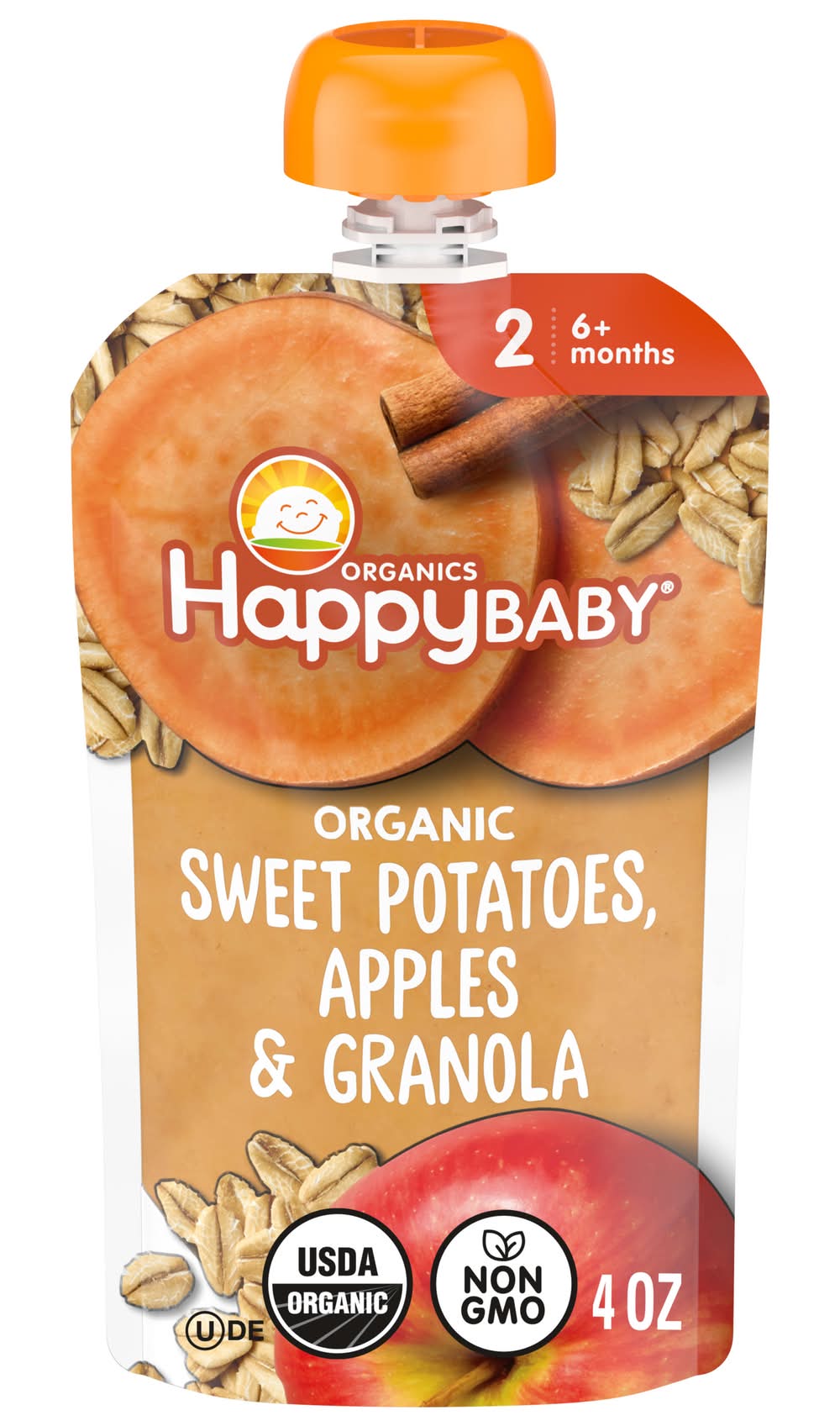 Happy Baby Organic Baby Food Pouch, Apples Sweet Potatoes & Granola, 6+ Months (4 oz)