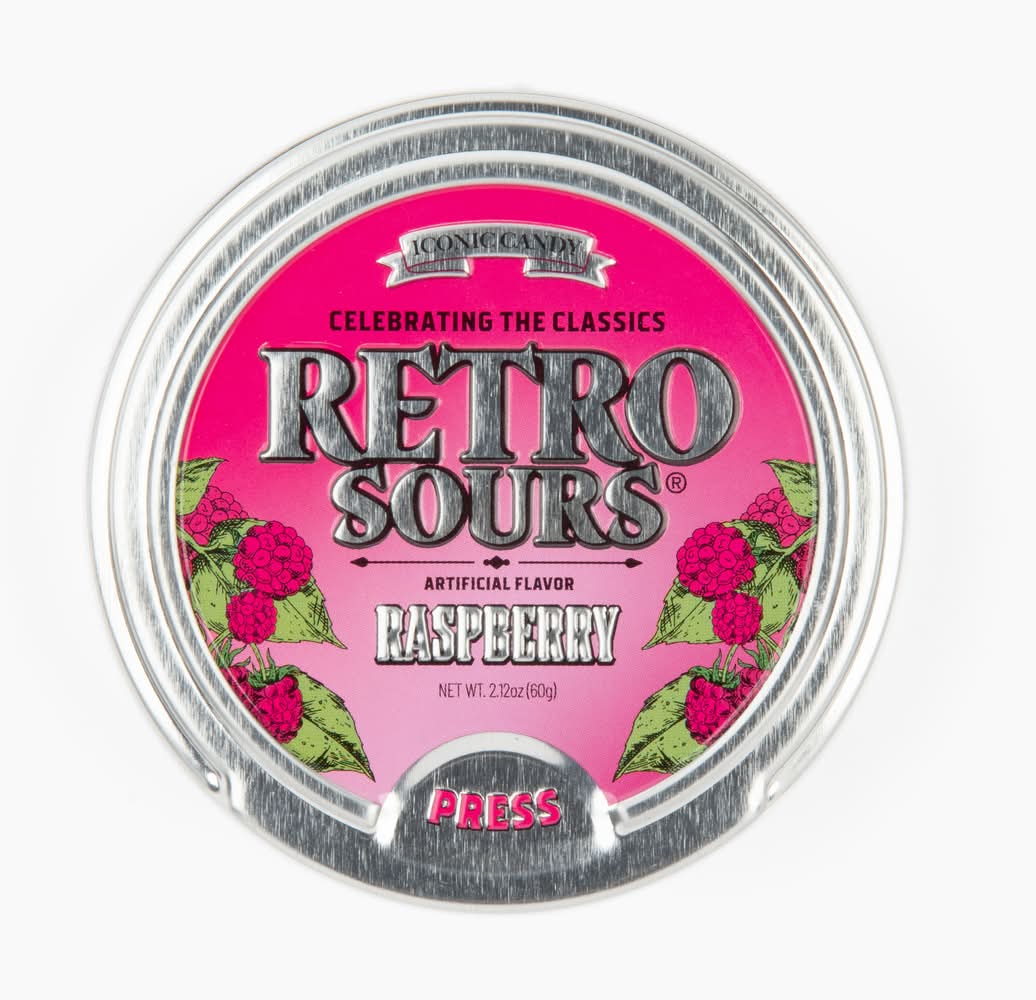 Iconic Candy Retro Sours Candys, Raspberry (2.12 oz)