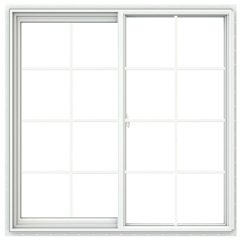 JELD-WEN V-2500 47-1/2-in x 47-1/2-in x 3-in Jamb Left-operable Vinyl White Sliding Window Full Screen Included Grid Included | JW232900662