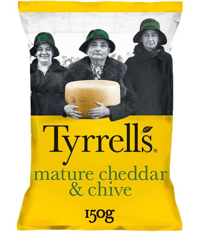Tyrrell's Chips de Pomme de Terre au Cheddar et à la ciboulette 150g