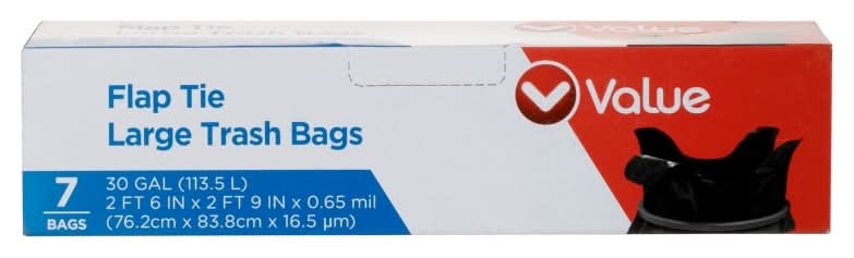 Value 30 Gallon Flap Tie Trash Bags (7 ct)