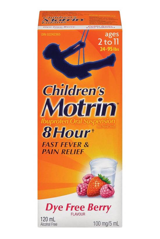 Motrin Children's Dye Free Berry Ibuprofen Suspension 100 mg (120 ml)