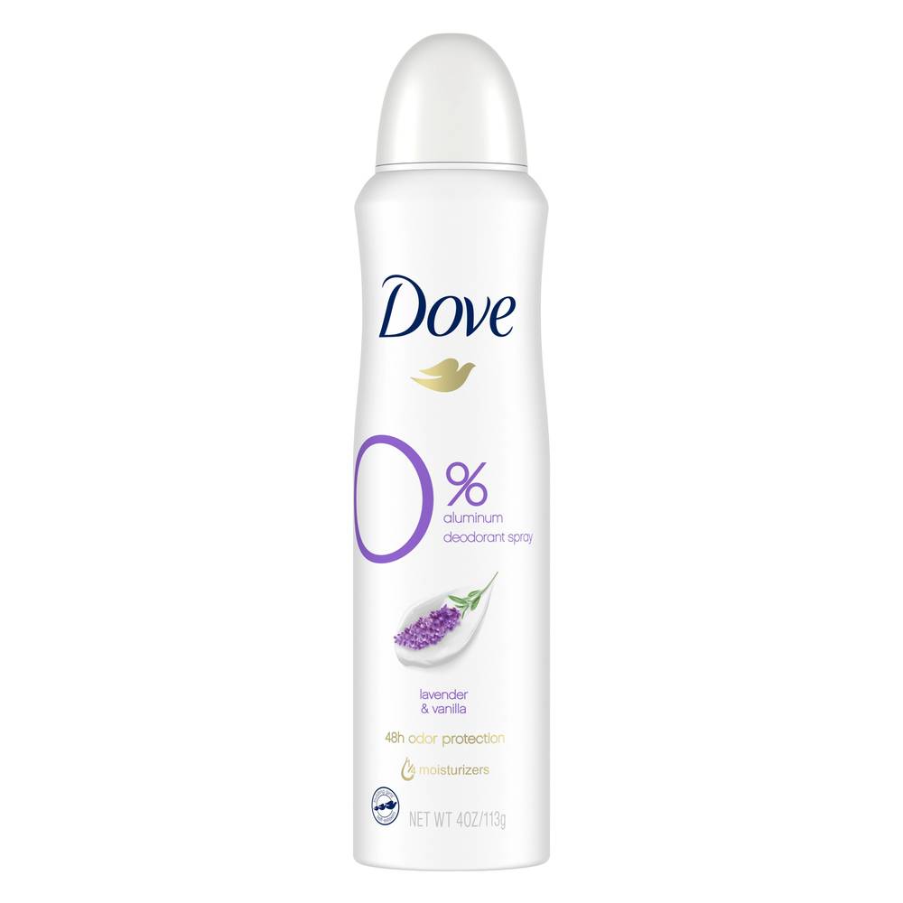 Dove 0% Aluminum Deodorant Spray Lavender & Vanilla (4 oz)