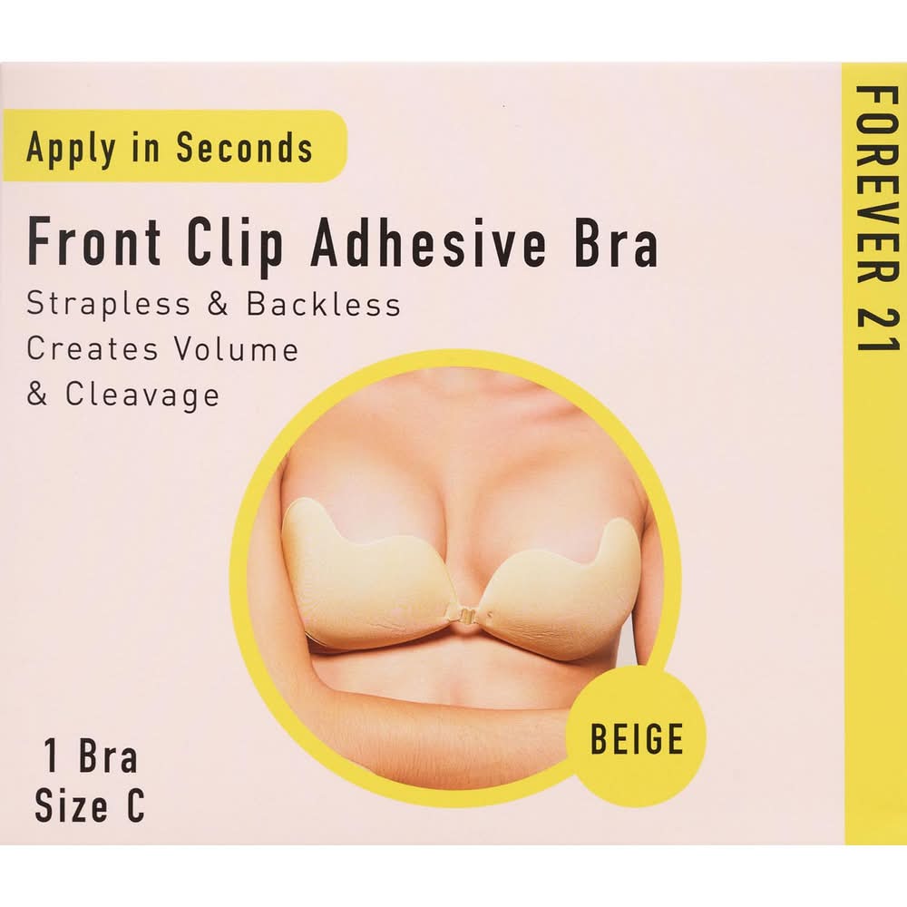 Forever 21 Front Clip Adhesive Bra, C, Beige
