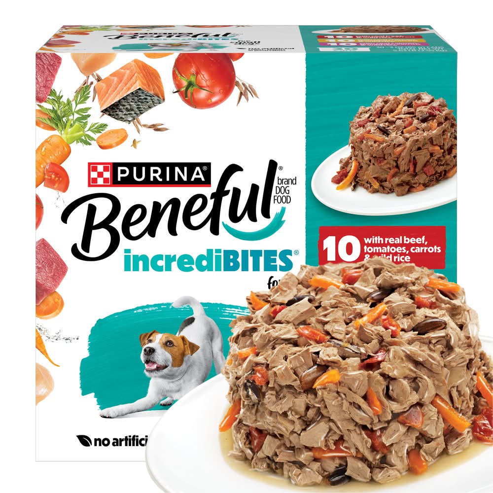 Purina Beneful Incredibites Wet Dog Food Variety pack, Beef-Chicken-Salmon, Small Breed (30 x 3 oz)