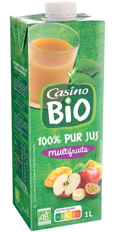 Casino Bio Jus multifruits - 100% pur jus - Biologique - 1l.