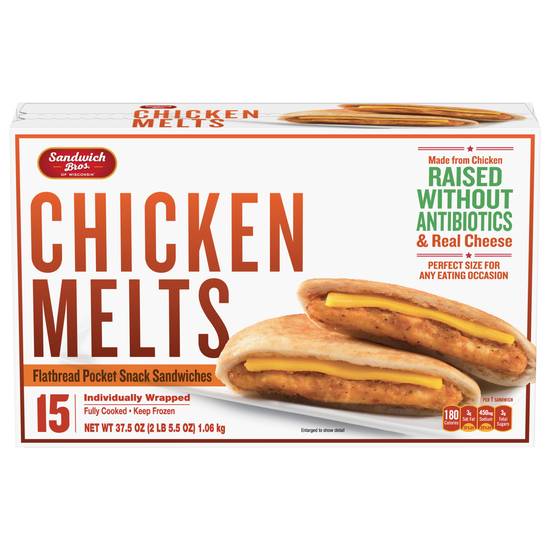 Sandwich Bros. Chicken Melts Flatbread Pocket Snack (15 ct)