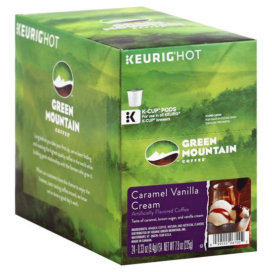 Green Mountain Coffee Caramel Vanilla Cream Flavored K-Cup Pods Light Roast (24 ct, 0.33 oz)