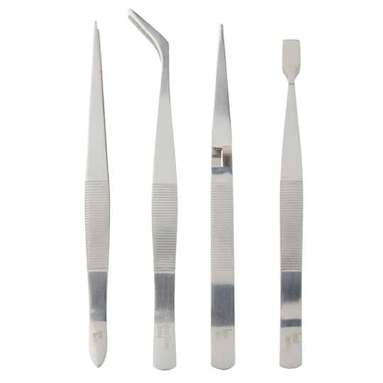 Bead Landing Tweezer Variety pack, Silver (4 ct)