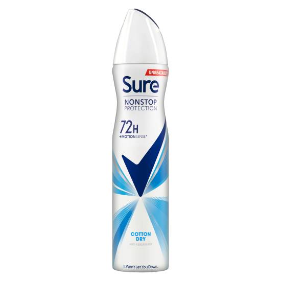 Sure Anti-Perspirant Deodorant Aerosol Cotton Dry Nonstop Protection (250ml)