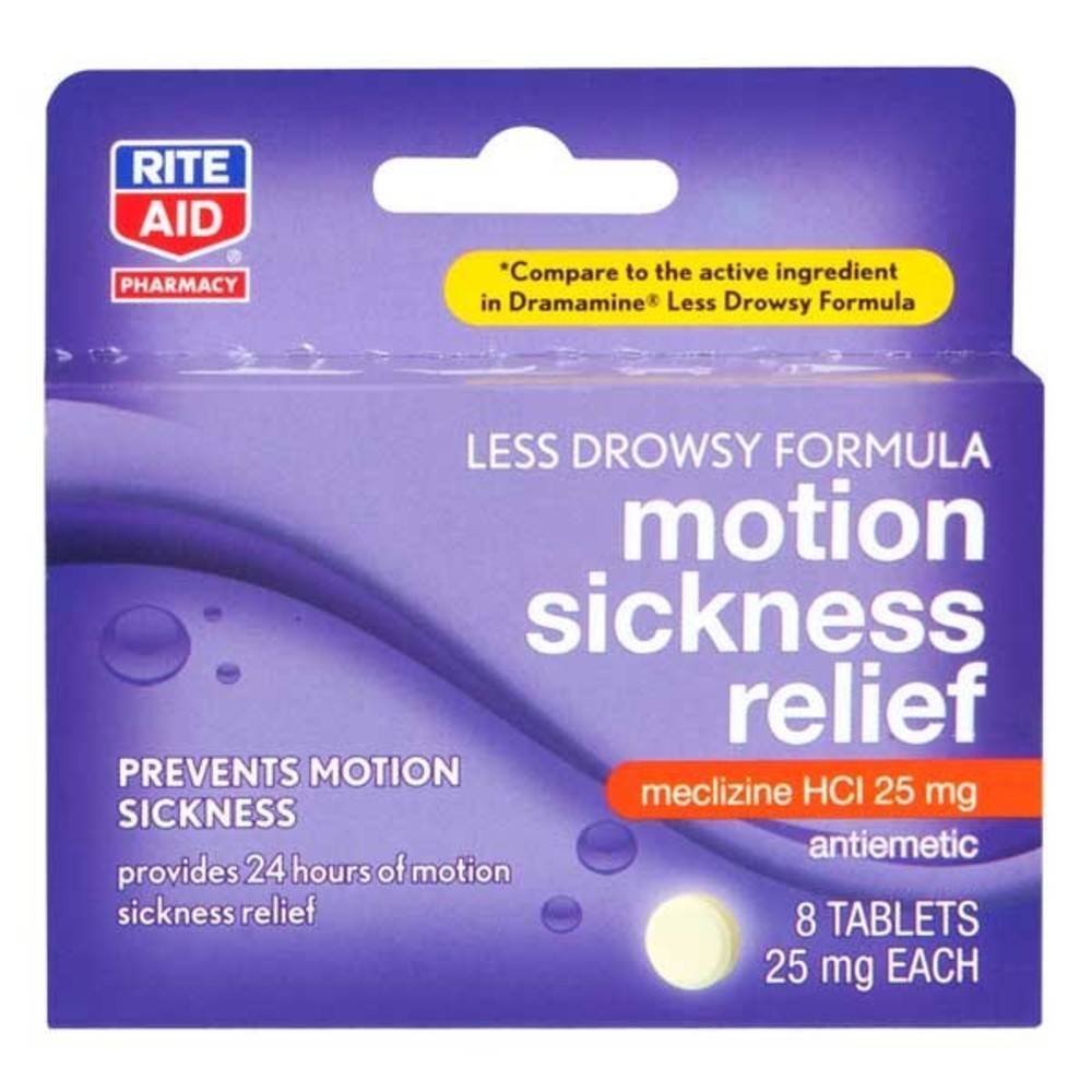 Rite Aid Motion Sickness Relief Meclizine Hci 25 mg Tablets (8 ct)