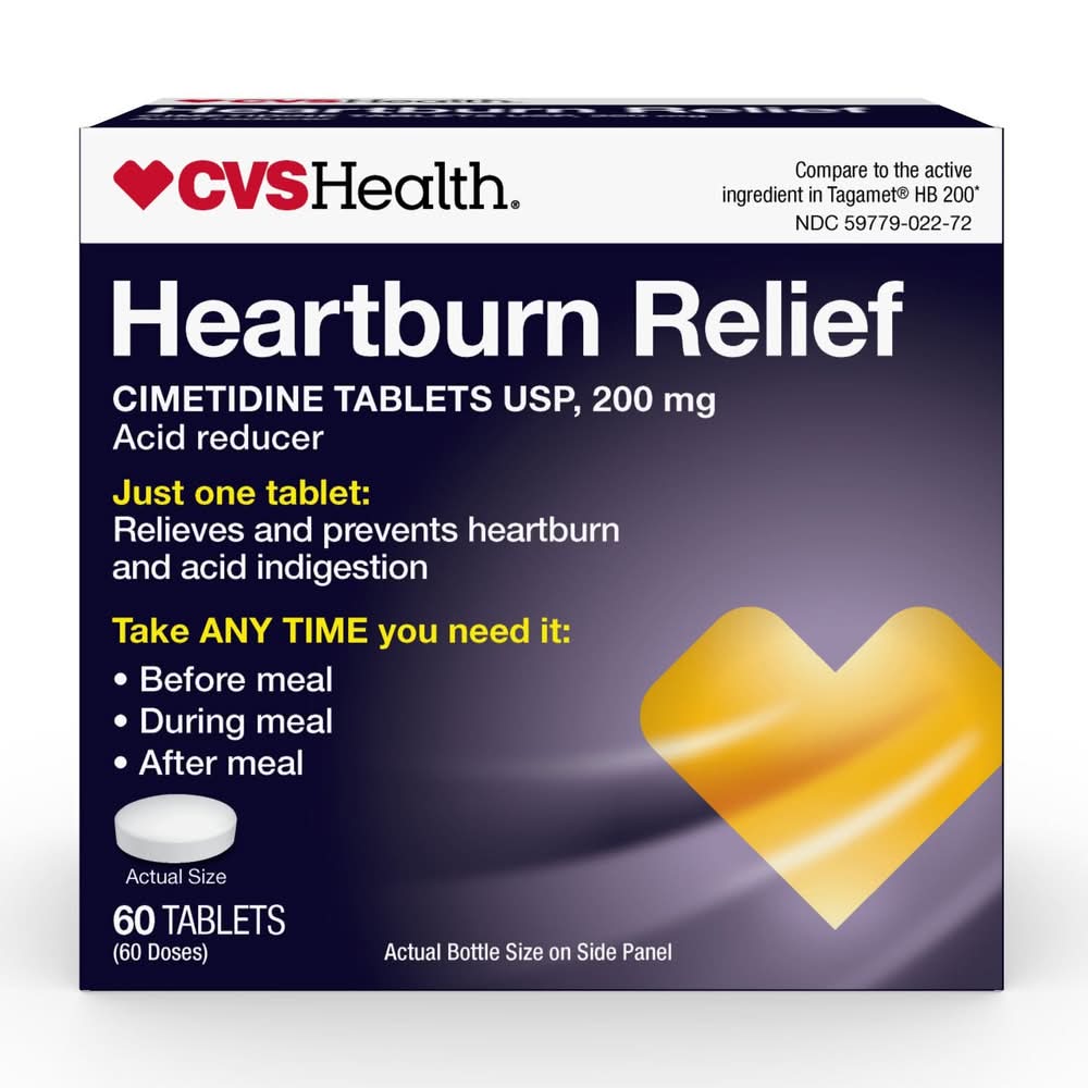 CVS Health Heartburn Relief Tablets 200mg (60 ct)