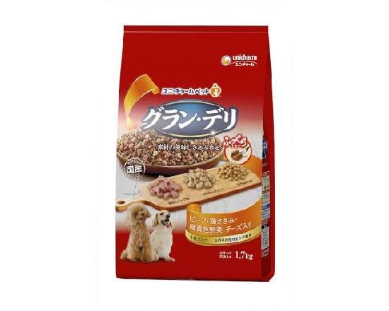 352940：【ペットフード】グランデリ ふっくら仕立て　ビーフ・鶏ささみ・緑黄色・チー��ズ･角切りビーフ粒入り　全成長段階用