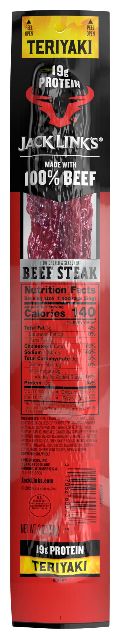 Jack Link's Jumbo Slow Cooked & Seasoned Beef Steaks, Teriyaki (2 oz)