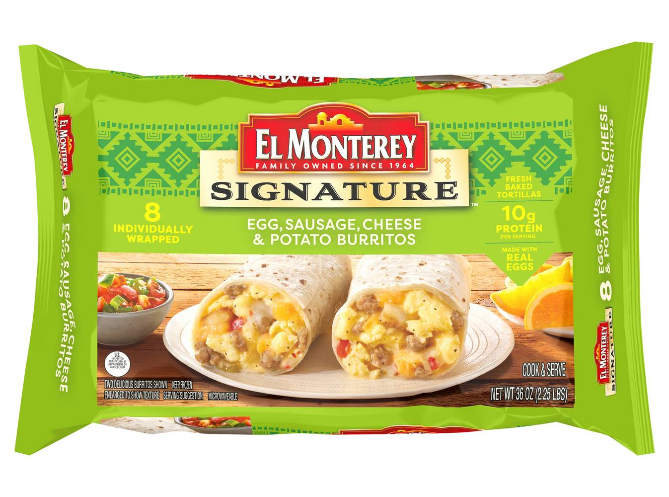 El Monterey Egg Sausage Cheese & Potato Burritos (36 oz, 8 ct)