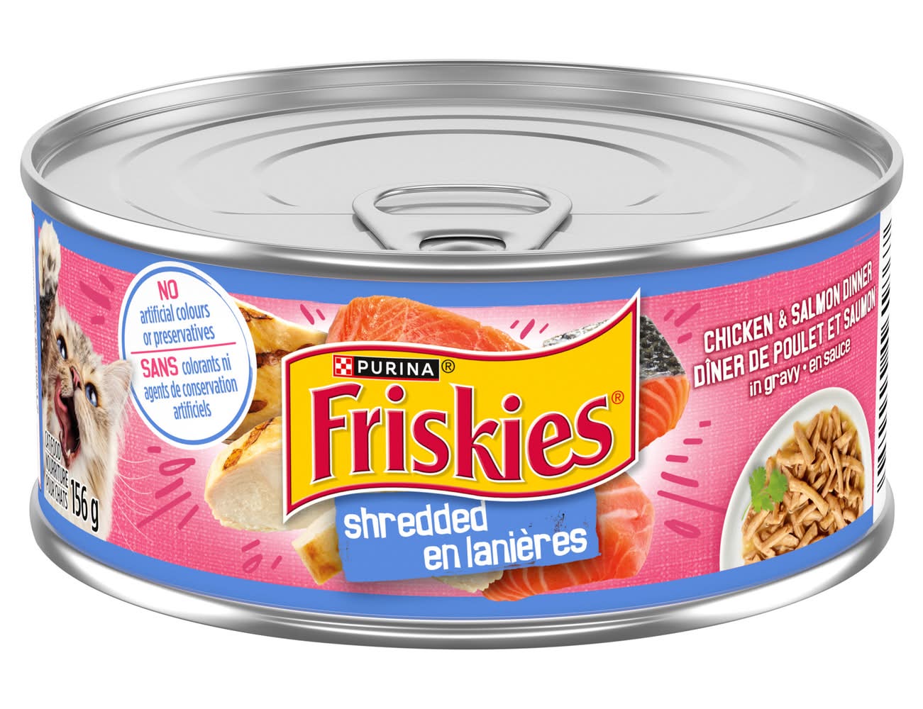 Purina friskies en lanières dîner de poulet et saumon nourriture pour chats (156 g) - friskies shredded chicken & salmon dinner cat food (156 g)