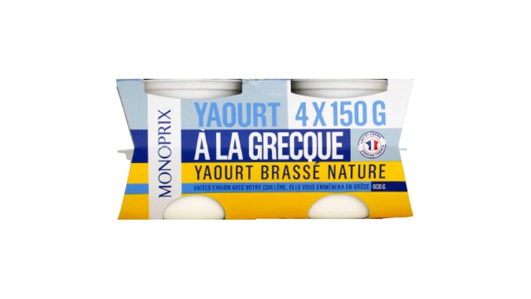 Monoprix Yaourt brassé à la grecque nature Les 4 pots de 150 g