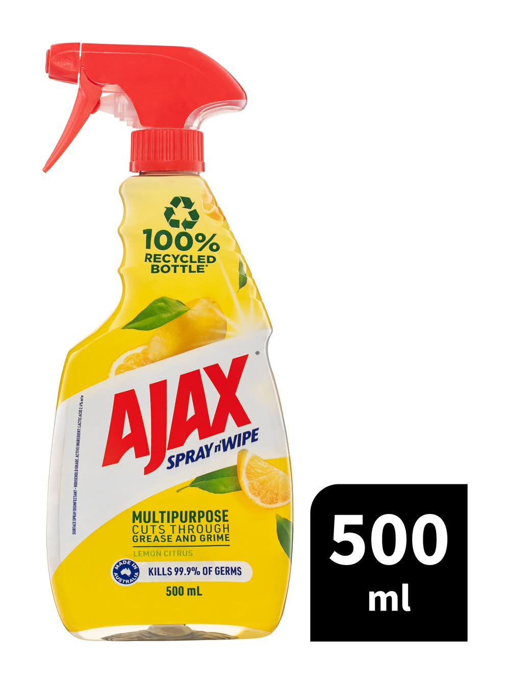 Ajax Spray N' Wipe Multi Purpose Cleaner Trigger, Lemon Citrus (500mL)
