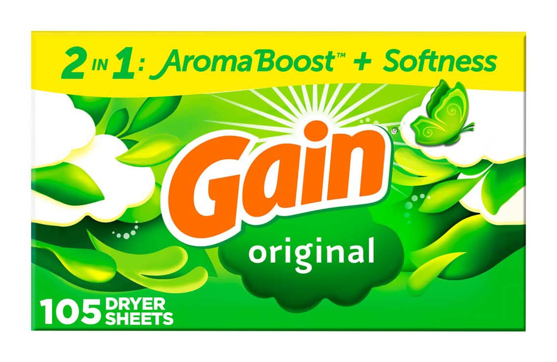 Gain Dryer Sheets 105 Count Original Scent Laundry Fabric Softener Sheets With 2-In-1 Aromaboost Plus Softness