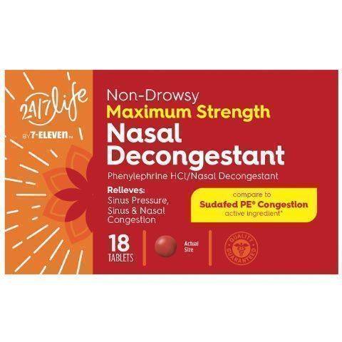 24/7 Life Nasal Decongestant 20 mg 18 Tablets