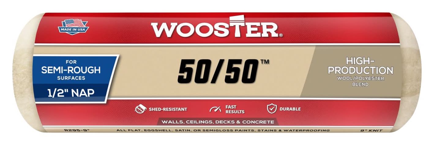 Wooster 50/50 Lambswool Polyester 9 In. W X 1/2 In. Paint Roller Cover 1 Pk