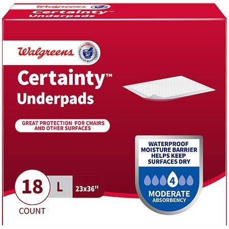 Walgreens Certainty Moderate Absorbency L Underpads