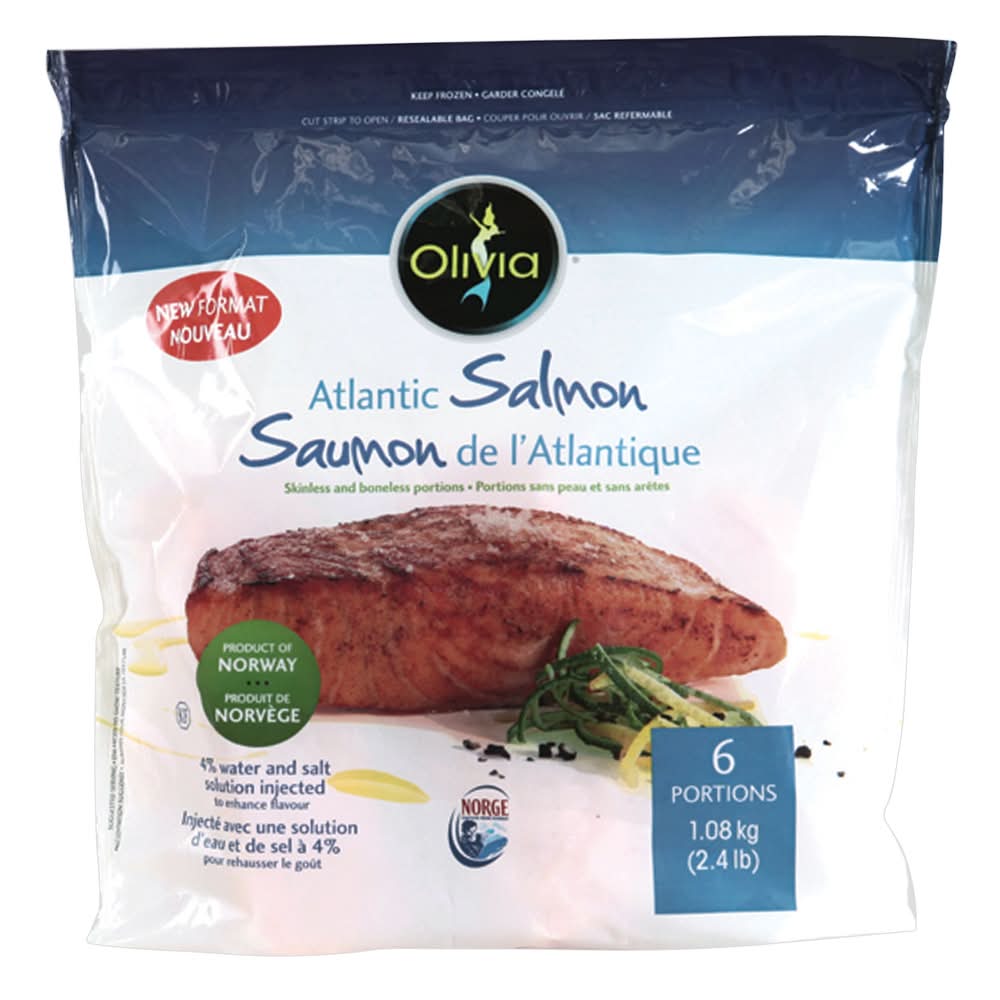 Olivia - Saumon De L’Atlantique Surgelé, 1,08 Kg / Olivia Frozen Atlantic Salmon, 1.08 Kg