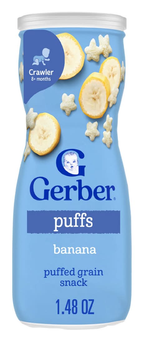 Gerber Stage 3 Baby Snacks Banana Puffs Puffed Grain Snack Baby Led Feeding